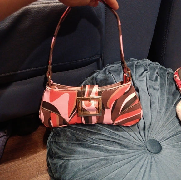 Pretty Little Stylish Pink and Brown Women's Bag - Picture 4 of 4